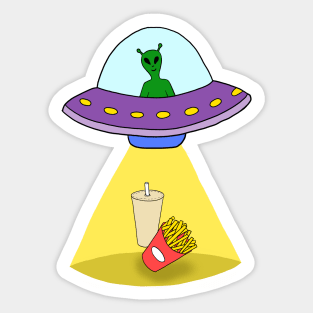 Ufo Abducting Junk Food Sticker